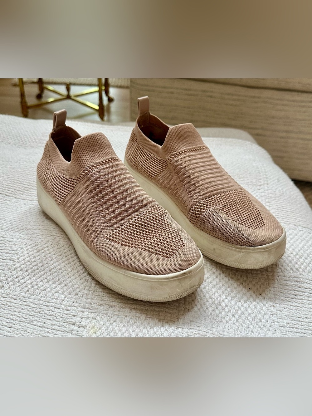 Steve Madden Women’s Slip-On Knit Sneakers in Blush Pink